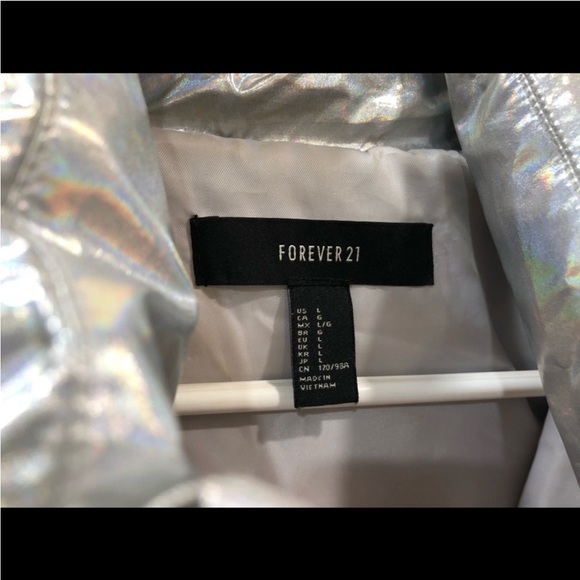 Rare Warm Puffy Iridescent Metallic Jacket Coat L - Picture 8 of 9